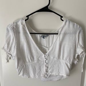White Button Up Crop Top